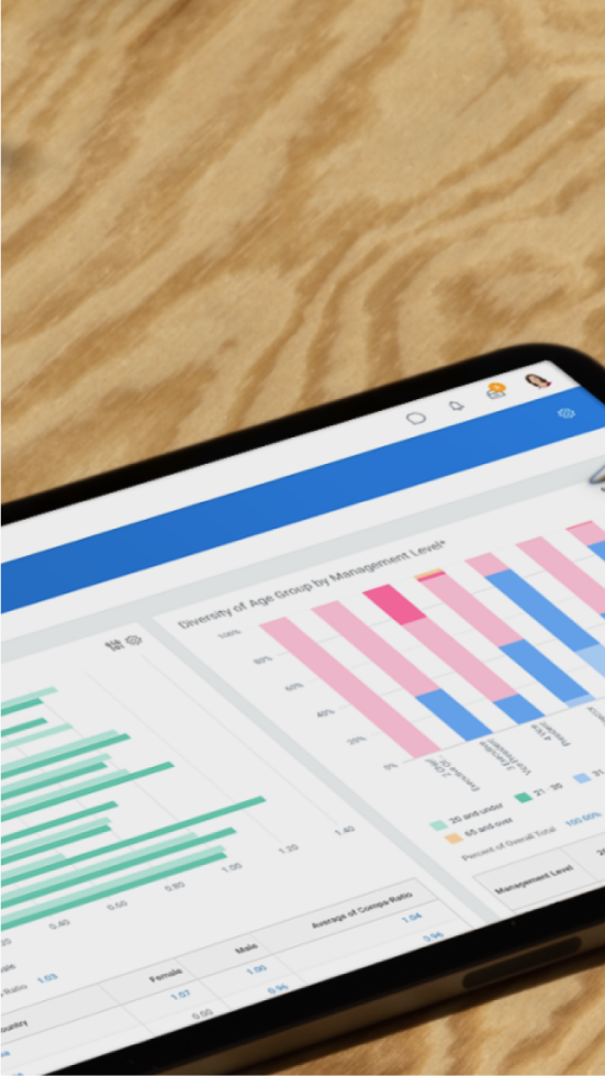 Workday screenshot iPad on wooden desk
